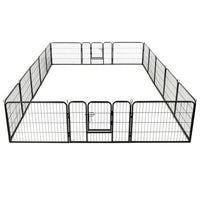 Dog Playpen 16 Panels Steel 60x80 cm Black Kings Warehouse 