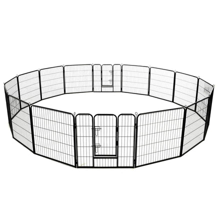 Dog Playpen 16 Panels Steel 80x80 cm Black Kings Warehouse 