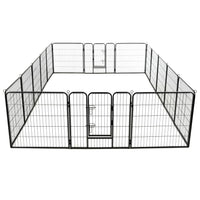 Dog Playpen 16 Panels Steel 80x80 cm Black Kings Warehouse 