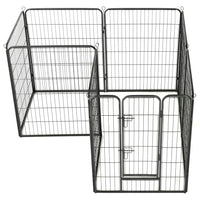 Dog Playpen 8 Panels Steel 80x100 cm Black Kings Warehouse 