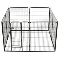 Dog Playpen 8 Panels Steel 80x100 cm Black Kings Warehouse 