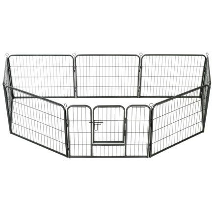 Dog Playpen 8 Panels Steel 80x60 cm Black Kings Warehouse 