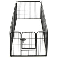 Dog Playpen 8 Panels Steel 80x60 cm Black Kings Warehouse 