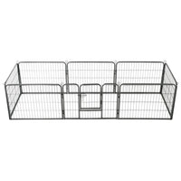 Dog Playpen 8 Panels Steel 80x60 cm Black Kings Warehouse 
