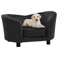 Dog Sofa Black 69x49x40 cm Plush and Faux Leather Kings Warehouse 