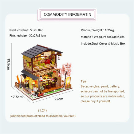 Dollhouse Miniature with Furniture Kit Plus Dust Proof and Music Movement - Asia (1:24 Scale Creative Room Idea) Kings Warehouse 