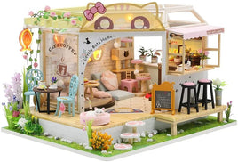 Dollhouse Miniature with Furniture Kit Plus Dust Proof and Music Movement - Cat Coffee (Valentine's Day Gift Idea) Kings Warehouse 