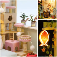 Dollhouse Miniature with Furniture Kit Plus Dust Proof and Music Movement - Cat Coffee (Valentine's Day Gift Idea) Kings Warehouse 