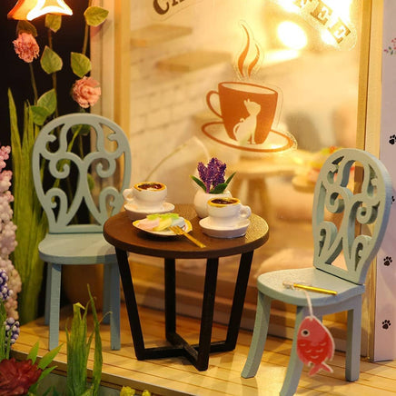 Dollhouse Miniature with Furniture Kit Plus Dust Proof and Music Movement - Cat Coffee (Valentine's Day Gift Idea) Kings Warehouse 