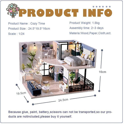 Dollhouse Miniature with Furniture Kit Plus Dust Proof and Music Movement - Cozy time (Valentine's Day Gift Idea) Kings Warehouse 