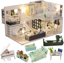 Dollhouse Miniature with Furniture Kit Plus Dust Proof and Music Movement - Happy time (1:24 Scale Creative Room Idea) Kings Warehouse 