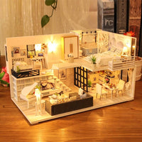 Dollhouse Miniature with Furniture Kit Plus Dust Proof and Music Movement - Happy time (1:24 Scale Creative Room Idea) Kings Warehouse 