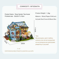 Dollhouse Miniature with Furniture Kit Plus Dust Proof and Music Movement - Rosa Garden Tea Kings Warehouse 