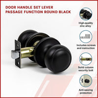 Door Handle Set Passage Function Round Black Home & Garden Kings Warehouse 