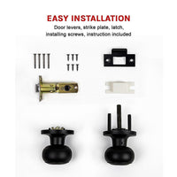 Door Handle Set Passage Function Round Black Home & Garden Kings Warehouse 