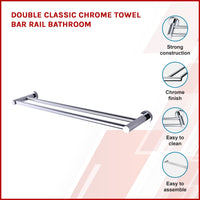 Double Classic Chrome Towel Bar Rail Bathroom Kings Warehouse 