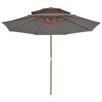 Double Decker Parasol with Wooden Pole 270 cm Anthracite Kings Warehouse 