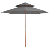 Double Decker Parasol with Wooden Pole 270 cm Anthracite Kings Warehouse 