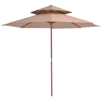 Double Decker Parasol with Wooden Pole 270 cm Taupe Kings Warehouse 