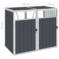 Double Garbage Bin Shed Anthracite 143x81x121 cm Steel Garden Supplies Kings Warehouse 
