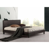 Double PU Leather Bed Frame Brown Kings Warehouse 