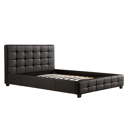 Double PU Leather Deluxe Bed Frame Black Kings Warehouse 