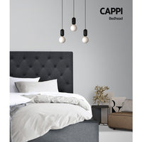 Double Size Bed Head Headboard Bedhead Fabric Frame Base CAPPI Charcoal Bedroom Kings Warehouse 