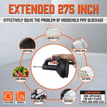 Drain Auger Drain Cleaner Unblocker Auger Sewage Pipe Cleaning Plumbing Tool Kings Warehouse 