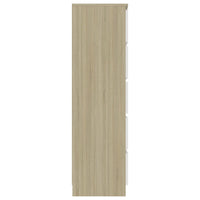Drawer Sideboard White and Sonoma Oak 60x35x121 cm Kings Warehouse 