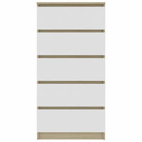 Drawer Sideboard White and Sonoma Oak 60x35x121 cm Kings Warehouse 