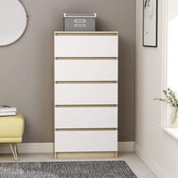 Drawer Sideboard White and Sonoma Oak 60x35x121 cm