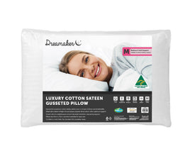 Dreamaker Luxury Cotton Sateen Gusseted Pillow Kings Warehouse 