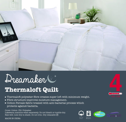 Dreamaker Thermaloft Quilt 400Gsm Queen Bed Kings Warehouse 