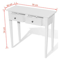 Dressing Console Table with Two Drawers White Kings Warehouse 