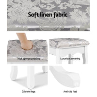 Dressing Table Stool Bedroom White Make Up Chair Fabric Furniture Furniture > Bar Stools & Chairs Kings Warehouse 