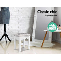 Dressing Table Stool Bedroom White Make Up Chair Fabric Furniture Furniture > Bar Stools & Chairs Kings Warehouse 
