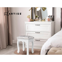 Dressing Table Stool Bedroom White Make Up Chair Fabric Furniture Furniture > Bar Stools & Chairs Kings Warehouse 