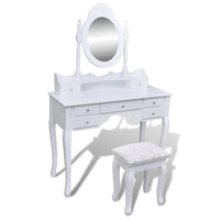 Dressing Table with Mirror and Stool 7 Drawers White Kings Warehouse 