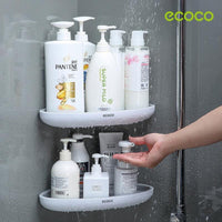 Ecoco Bathroom Corner Shower Shelf Corner Shower Caddy Shower Storage Organizer Wall Mounted for Bathroom, Kitchen, Toilet Grey Kings Warehouse 