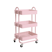 EKKIO Kitchen Trolley Cart 3 Tier (Pink) EK-KTC-102-DSH Kings Warehouse 