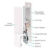 EL608 Rechargeable Infrared Motion Sensor Wall LED Night Light Torch (Cool White) Kings Warehouse 