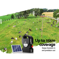 Electric Fence Energiser Solar Fencing Energizer Charger Farm Animal 15km 0.8J Kings Warehouse 