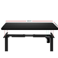 Electric Motorised Height Adjustable Standing Desk - Black Frame with 140cm Black Top Office Supplies Kings Warehouse 