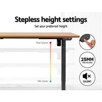 Electric Motorised Height Adjustable Standing Desk - Black Frame with 140cm Natural Oak Top Office Supplies Kings Warehouse 