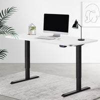 Electric Motorised Height Adjustable Standing Desk - Black Frame with 140cm White Top Office Supplies Kings Warehouse 