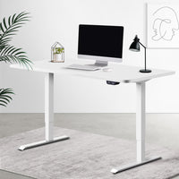 Electric Motorised Height Adjustable Standing Desk - White Frame with 140cm White Top Office Supplies Kings Warehouse 