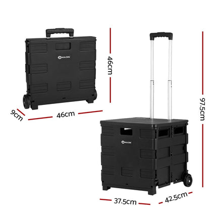 Emajin Foldable Shopping Cart Trolley Grocery Basket Rolling Wheel Portable 35KG Kings Warehouse 