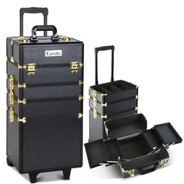 Embellir 7 in 1 Portable Cosmetic Beauty Makeup Trolley - Black & Gold KingsWarehouse 