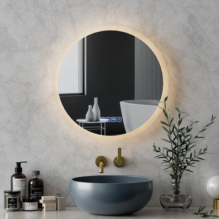 Embellir Bluetooth LED Wall Mirror With Light 50CM Bathroom Decor Round Mirrors Kings Warehouse 