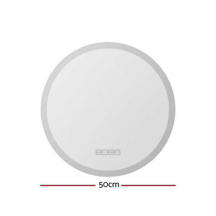 Embellir Bluetooth LED Wall Mirror With Light 50CM Bathroom Decor Round Mirrors Kings Warehouse 